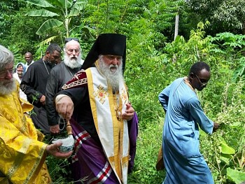 Bishop Michael blesses Haiti Mission's land in Jacmel, Haiti.