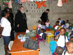 Metropolitan Hilarion visits a parish school in Port-au-Prince.at 